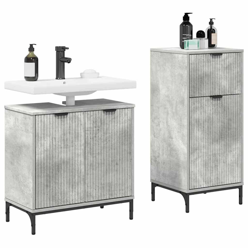 Set namještaja za kupaonicu s ladicama 2 pcs Betonski sivi
