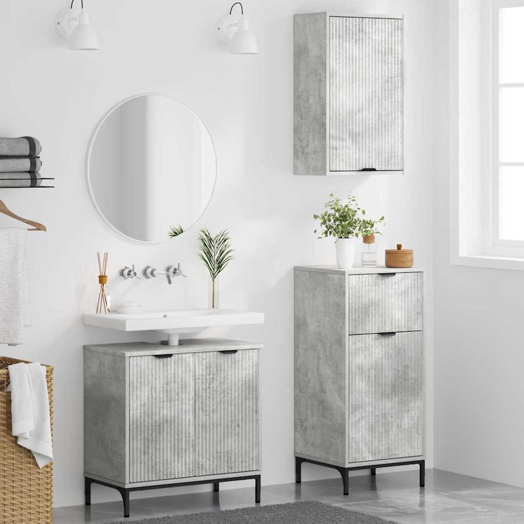 Set namještaja za kupaonicu 3 pcs Beton siva Konstruirano drvo