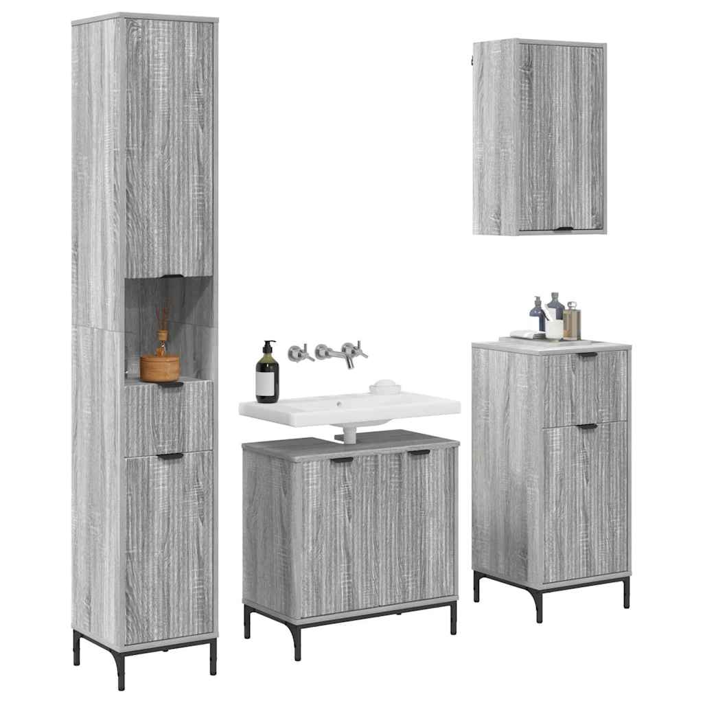 Set namještaja za kupaonicu Siva Sonoma Inženjersko drvo, Metal