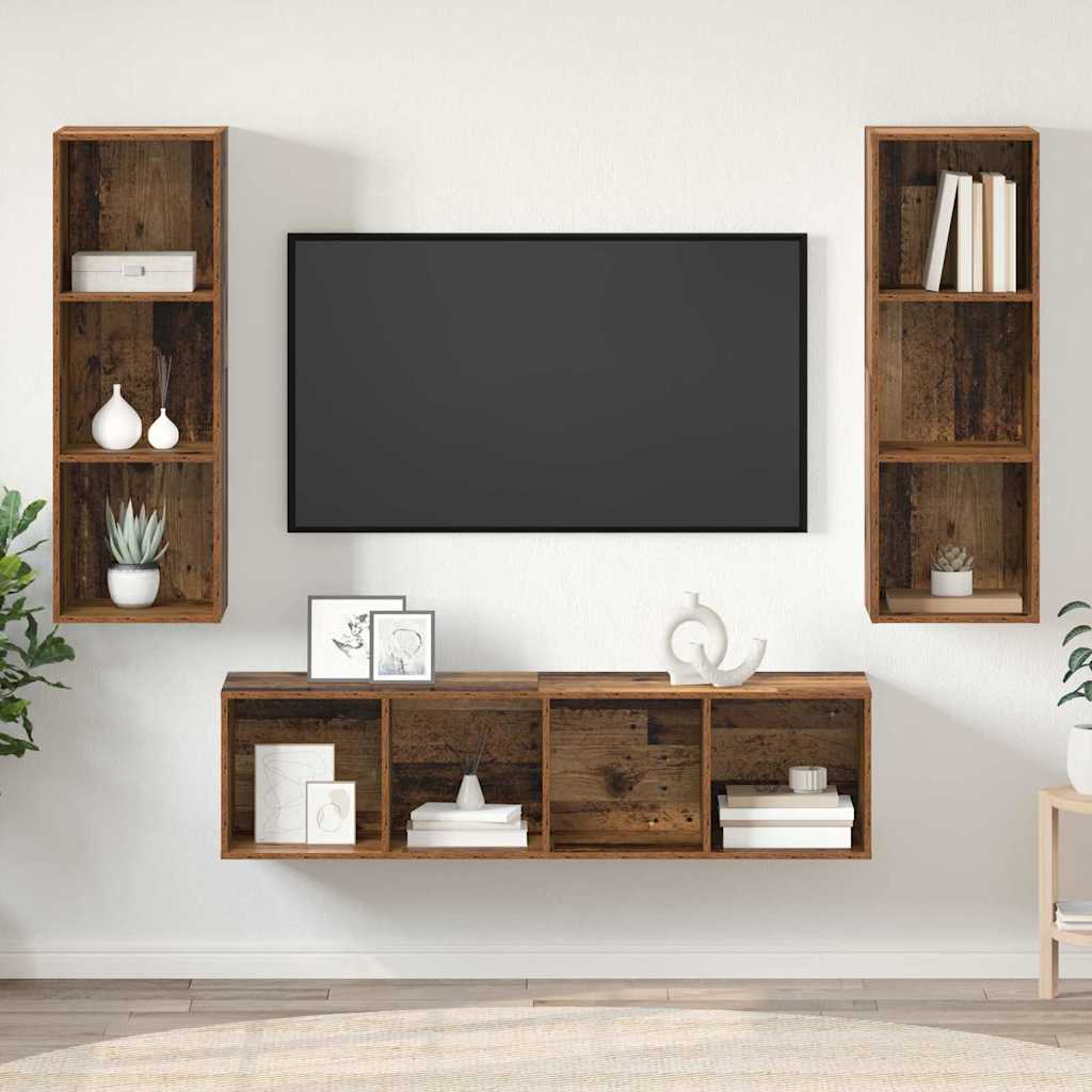 Set TV komoda Zidne 3 pcs Staro drvo Konstruirano drvo