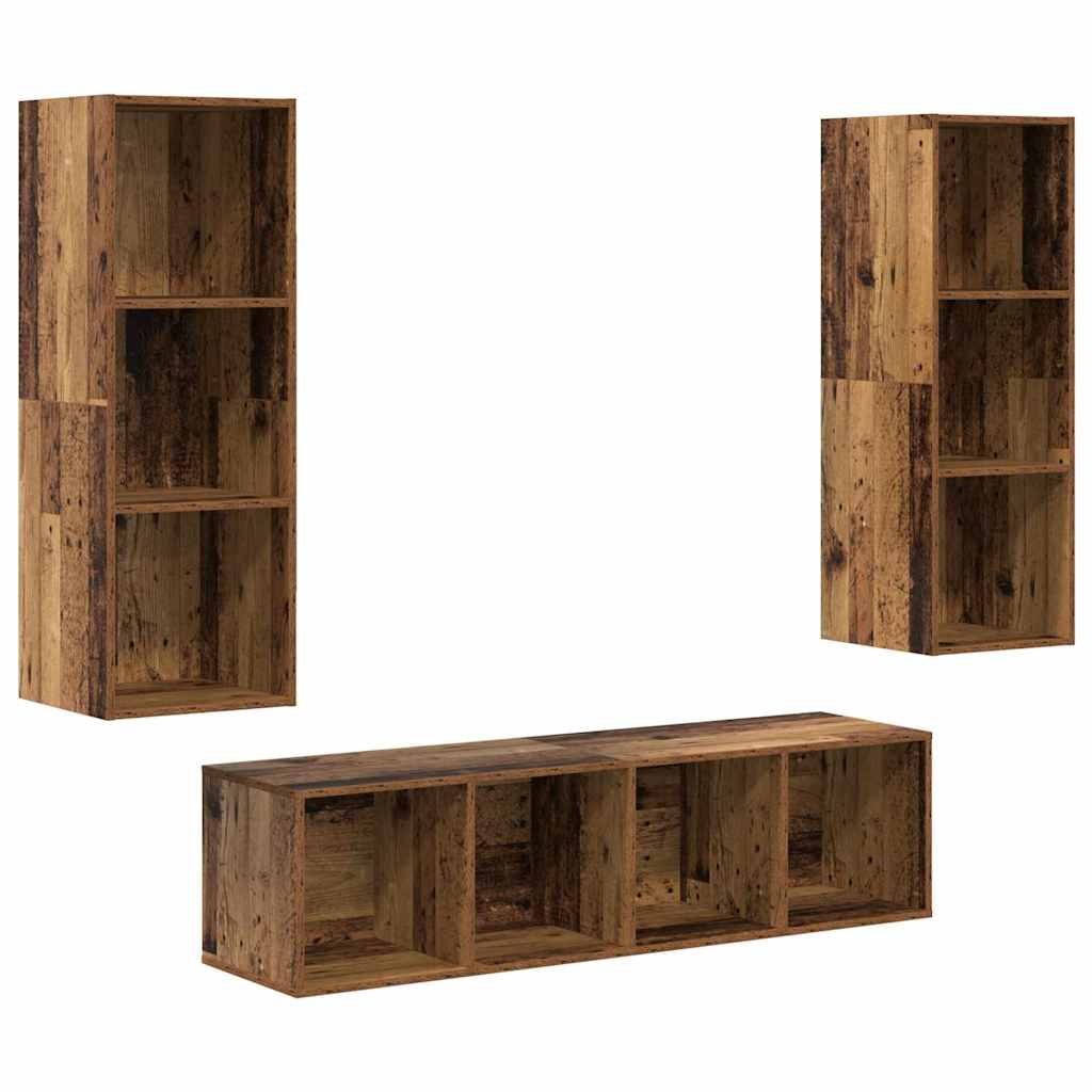 Set TV komoda Zidne 3 pcs Staro drvo Konstruirano drvo