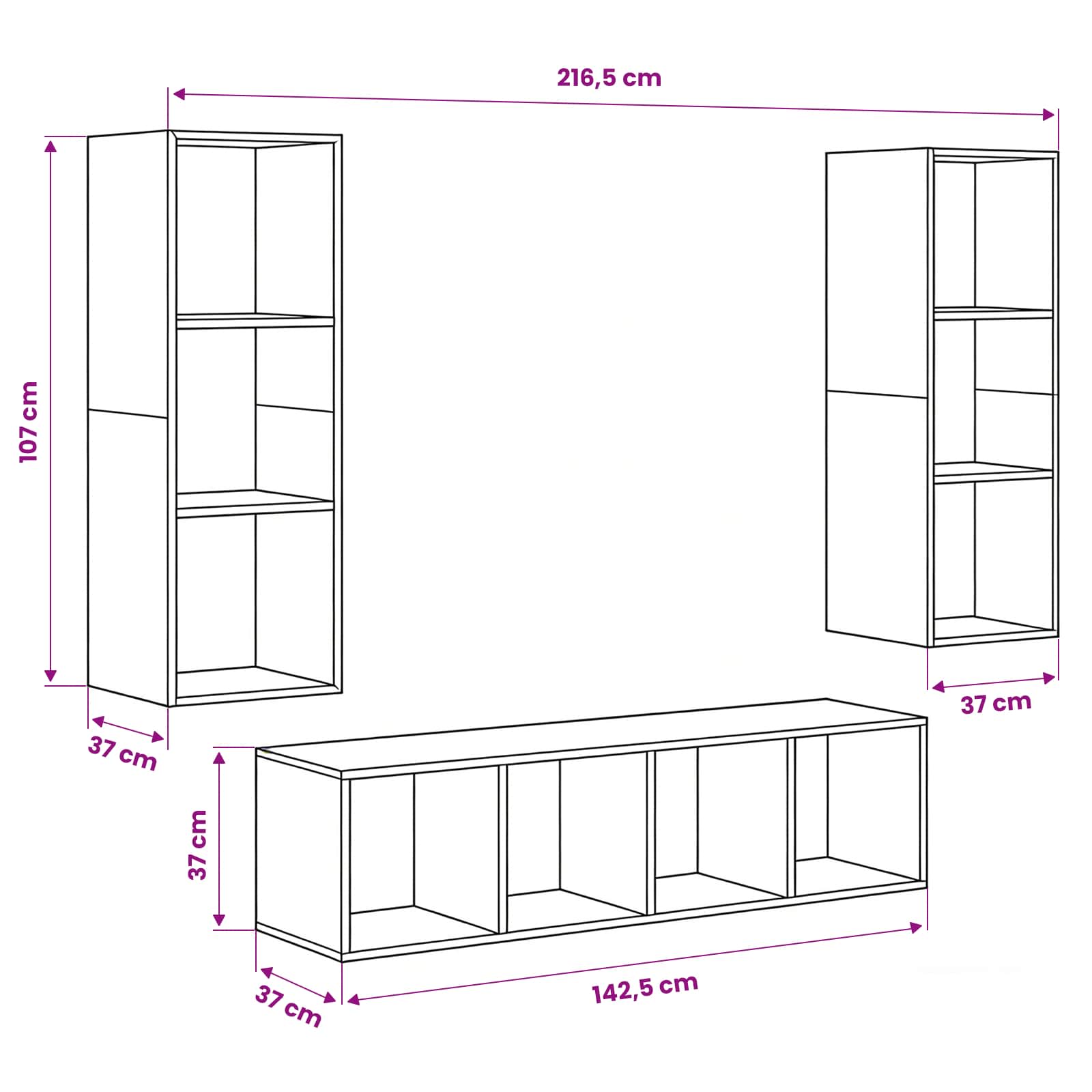 Set TV komoda Zidne 3 pcs Staro drvo Konstruirano drvo