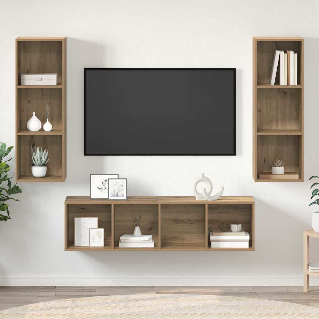 Set TV komoda Zidne 3 pcs Umjetnički hrast Konstruirano drvo
