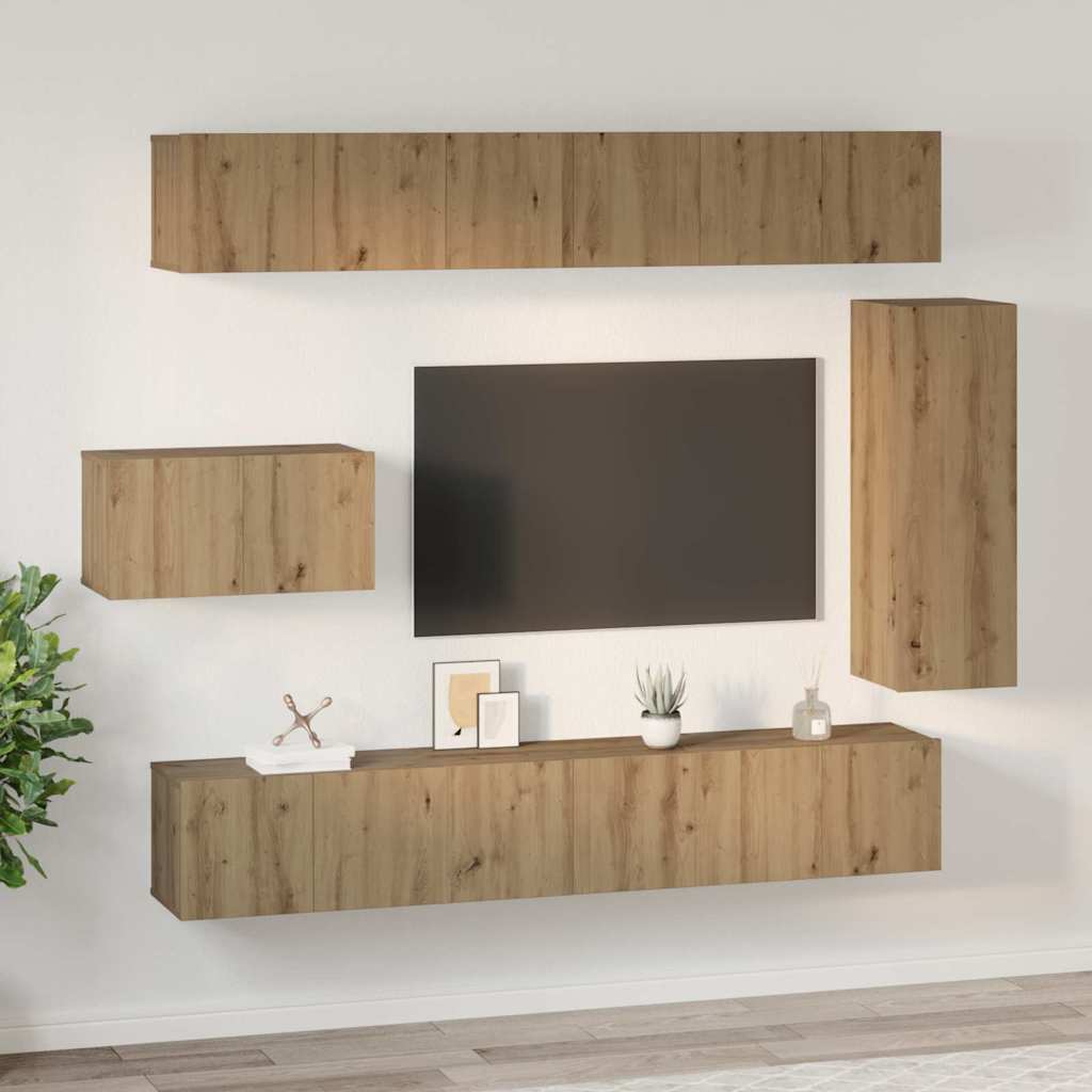 Set TV komoda Zidne 8 pcs Umjetnički hrast Konstruirano drvo