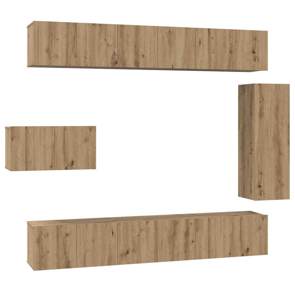 Set TV komoda Zidne 8 pcs Umjetnički hrast Konstruirano drvo