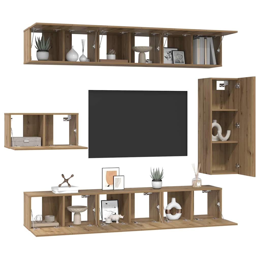 Set TV komoda Zidne 8 pcs Umjetnički hrast Konstruirano drvo