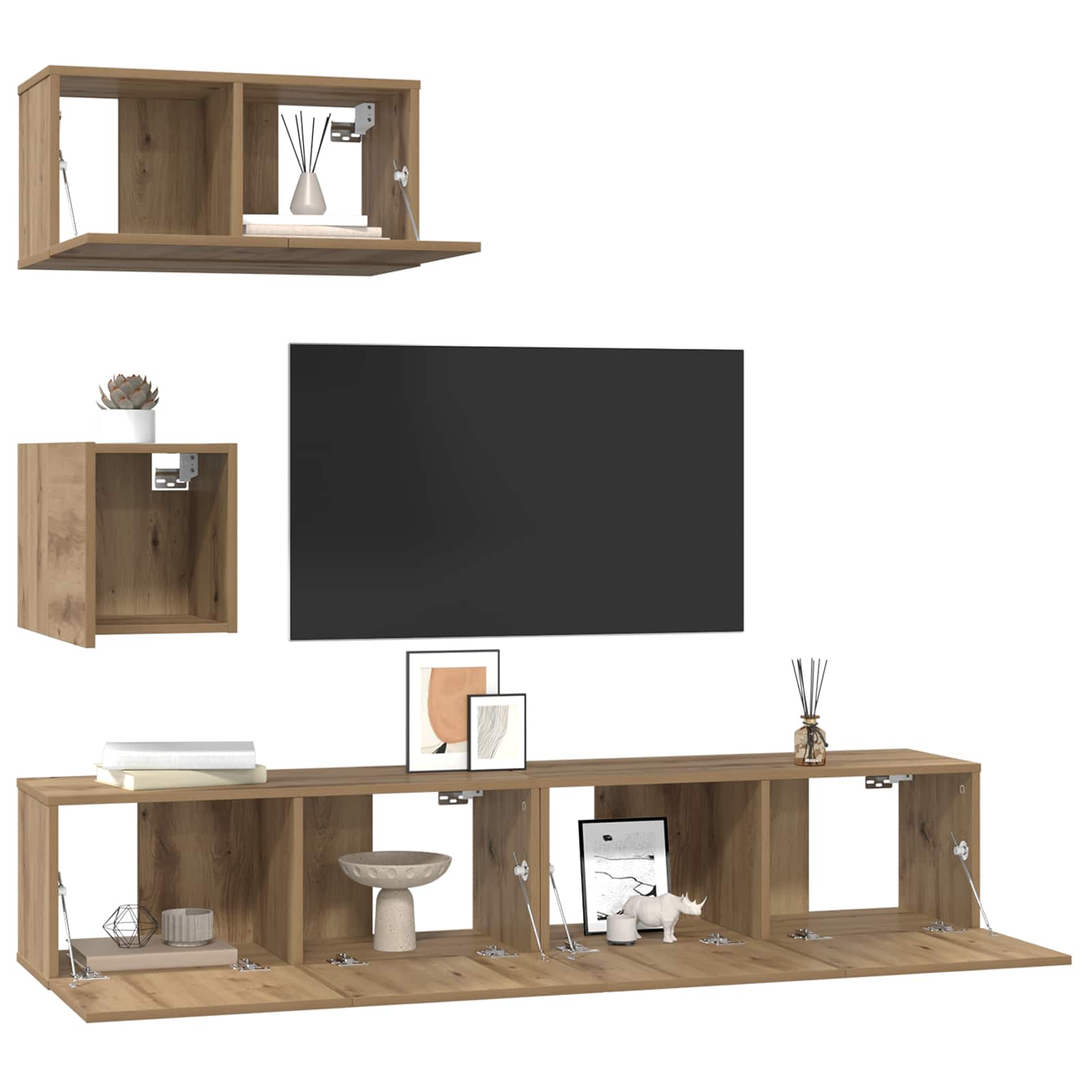 Set TV komoda Zidne 3 pcs Umjetnički hrast Konstruirano drvo