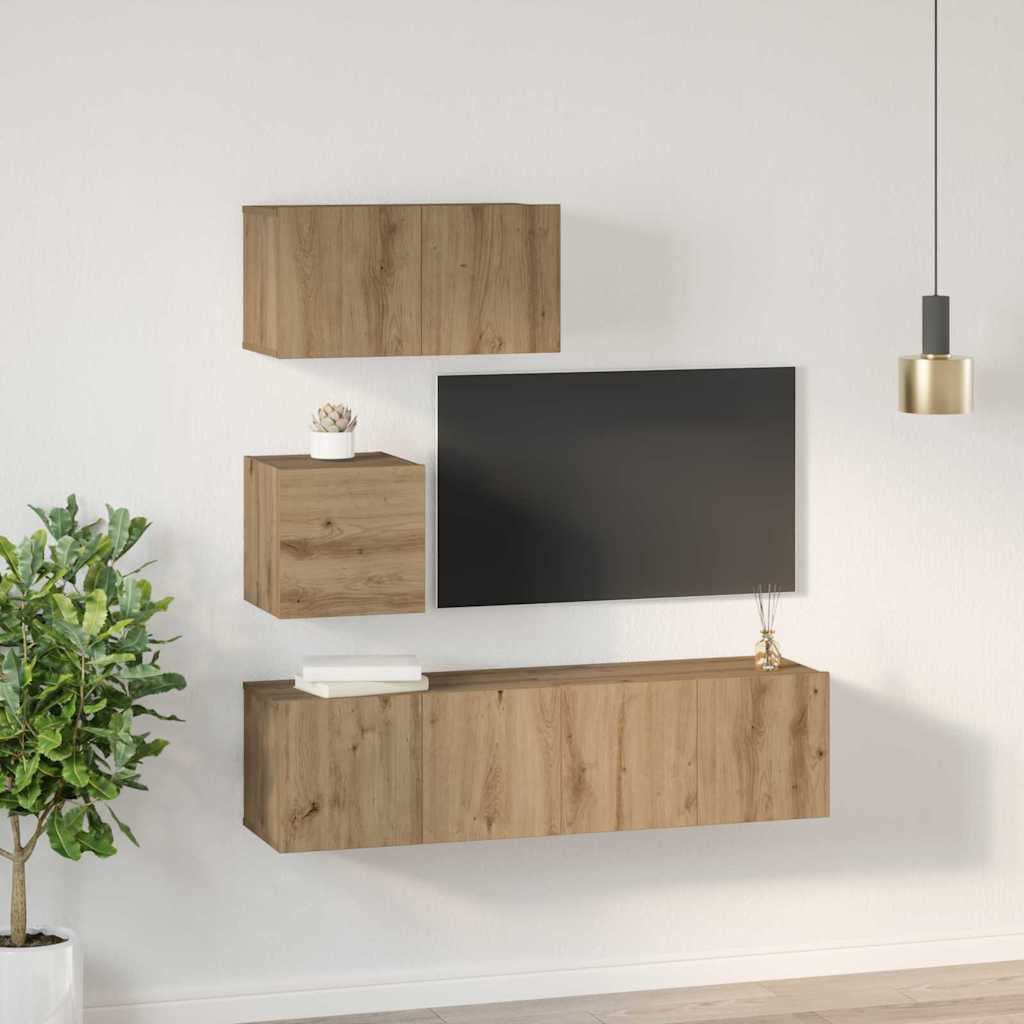 Set TV komoda Zidne 4 pcs Umjetnički hrast Konstruirano drvo