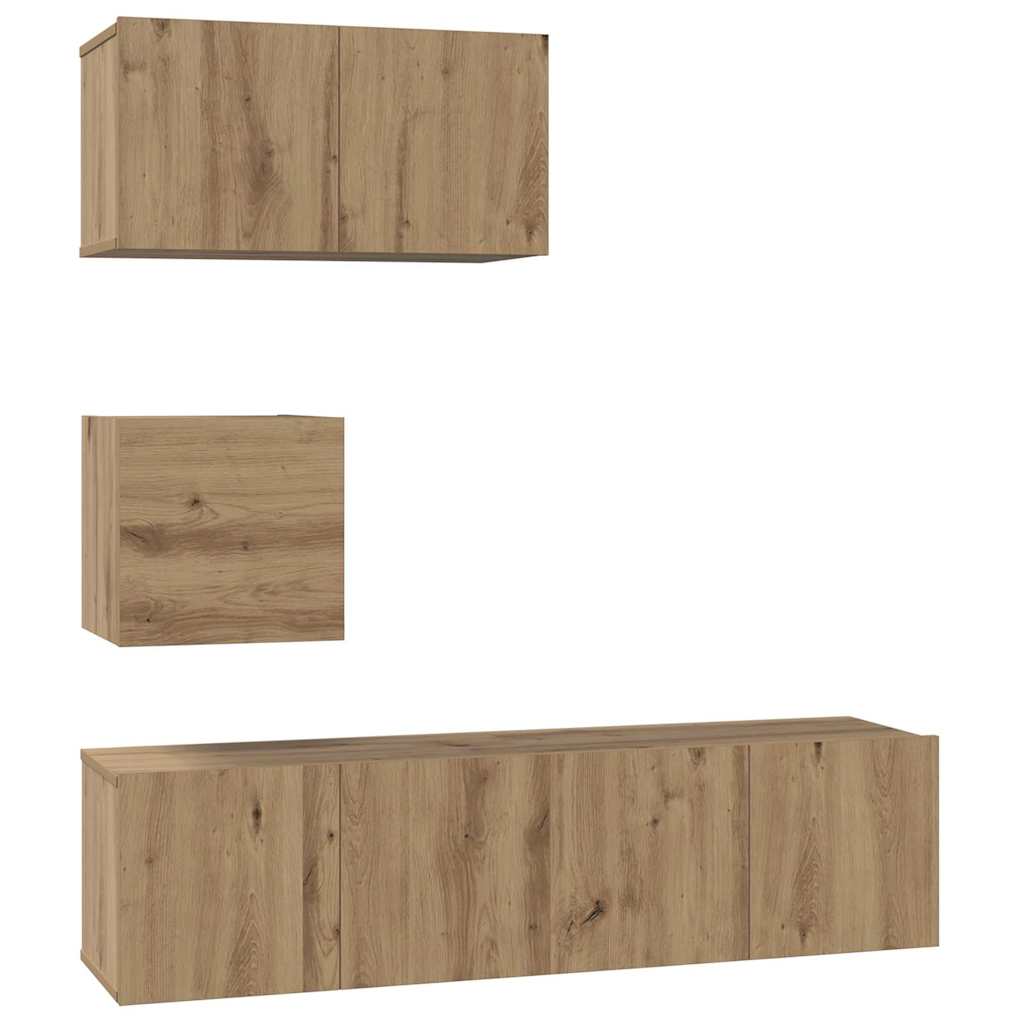 Set TV komoda Zidne 4 pcs Umjetnički hrast Konstruirano drvo