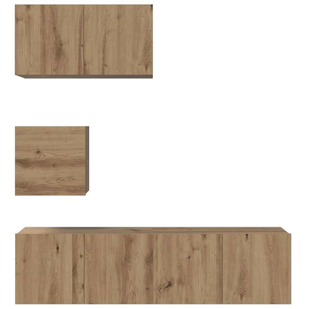 Set TV komoda Zidne 4 pcs Umjetnički hrast Konstruirano drvo