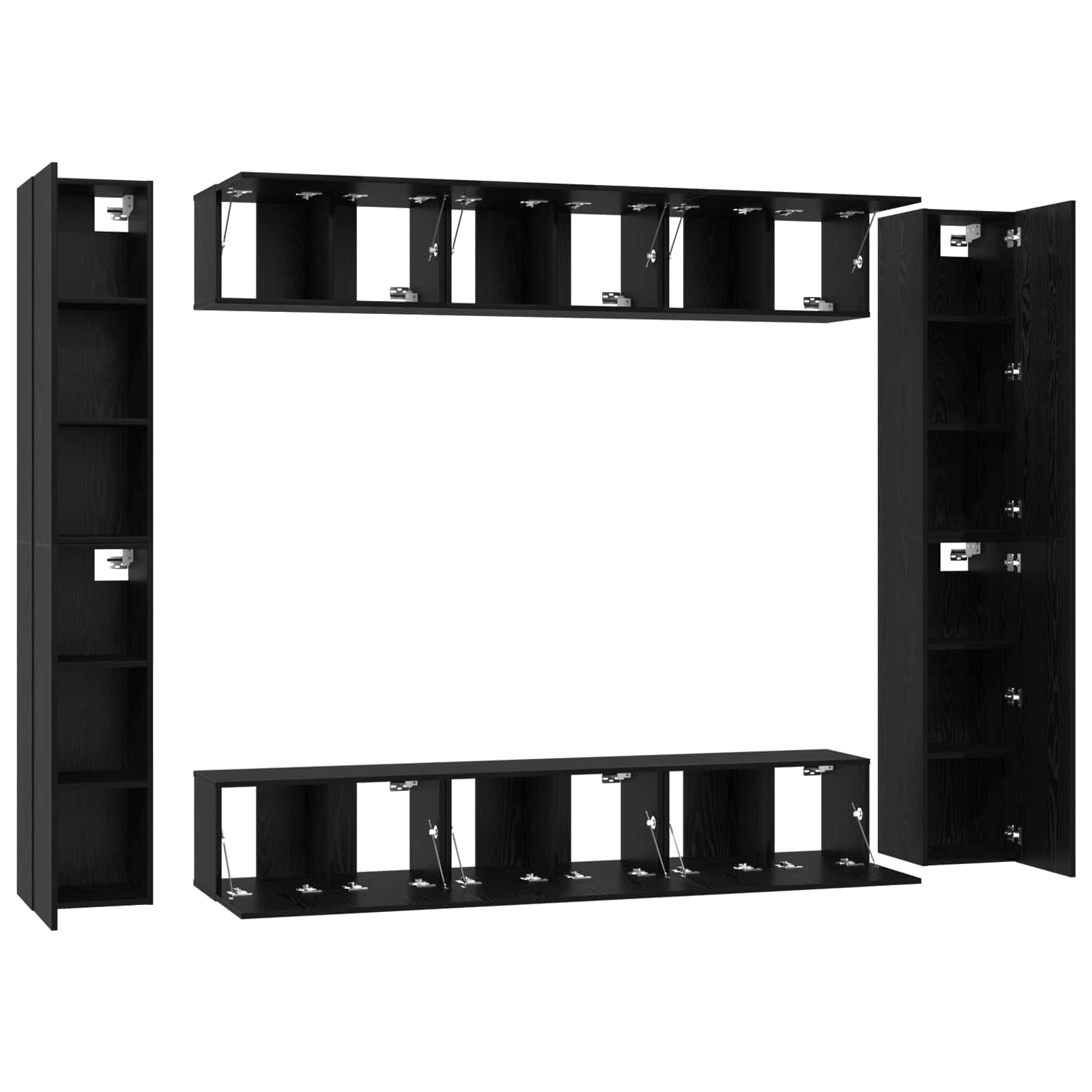 Set TV komoda Zidne 10 pcs Crni hrast Konstruirano drvo