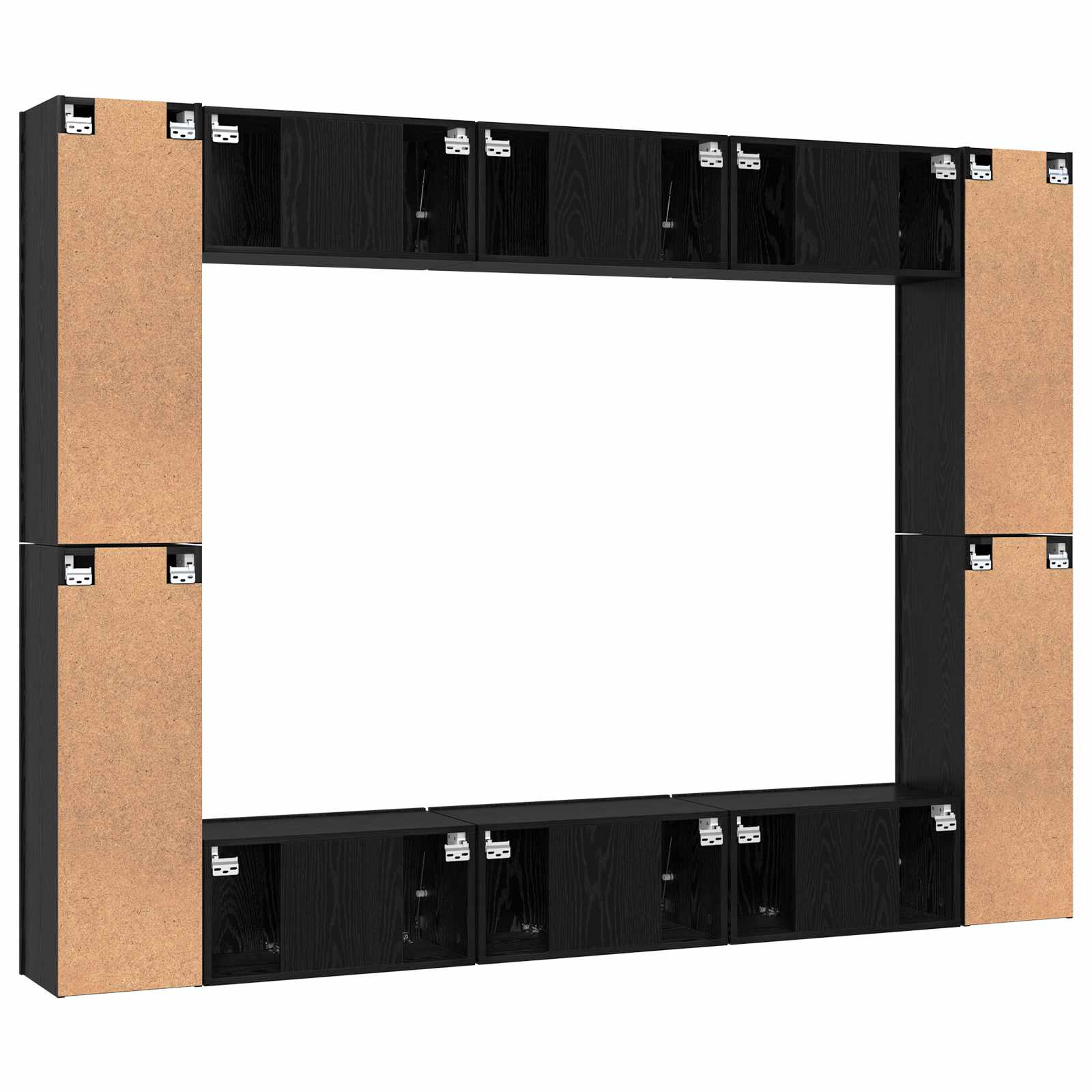 Set TV komoda Zidne 10 pcs Crni hrast Konstruirano drvo
