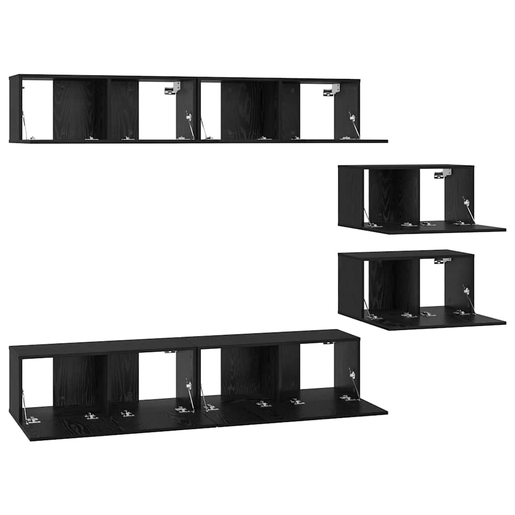 Set TV komoda Zidne 6 pcs Crni hrast Konstruirano drvo