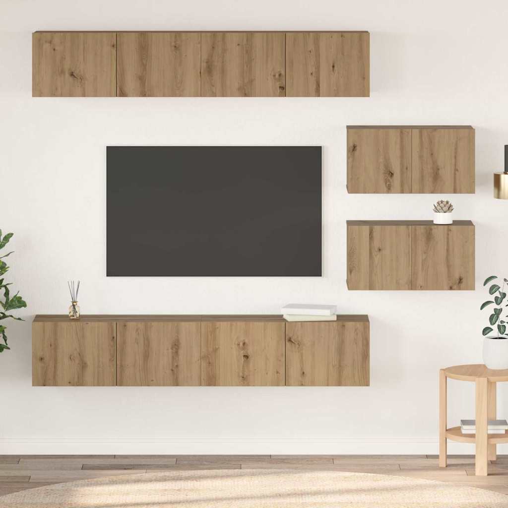 Set TV komoda Zidne 6 pcs Umjetnički hrast Konstruirano drvo