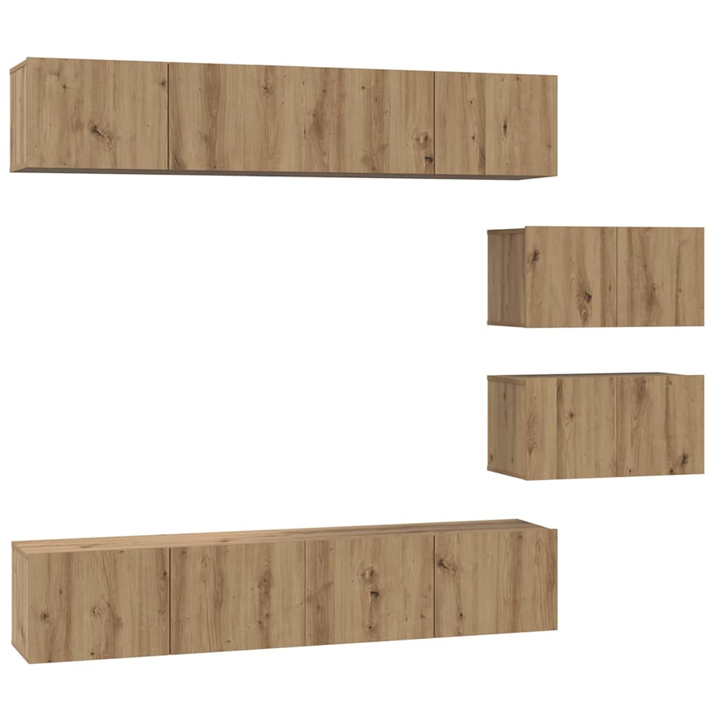 Set TV komoda Zidne 6 pcs Umjetnički hrast Konstruirano drvo