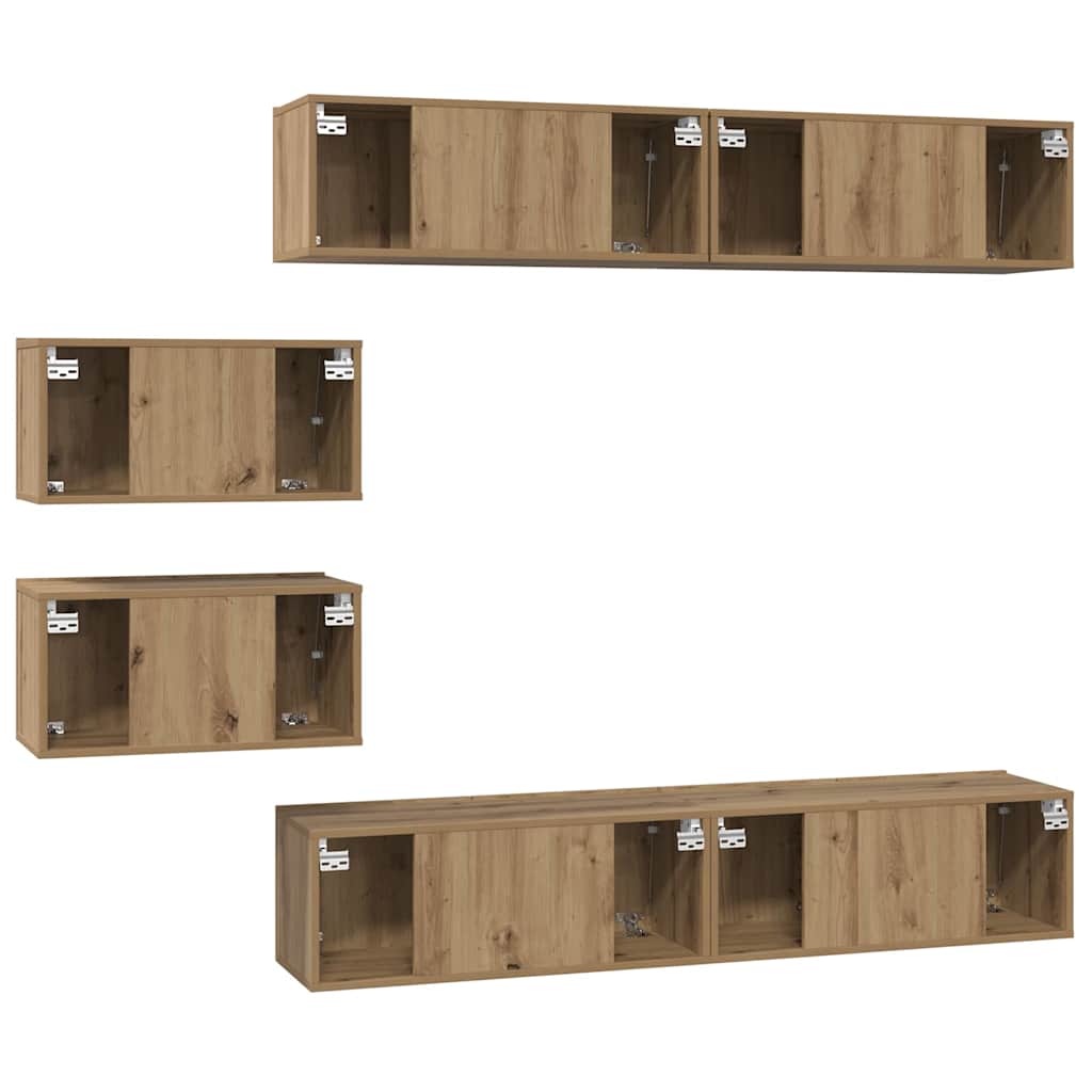 Set TV komoda Zidne 6 pcs Umjetnički hrast Konstruirano drvo