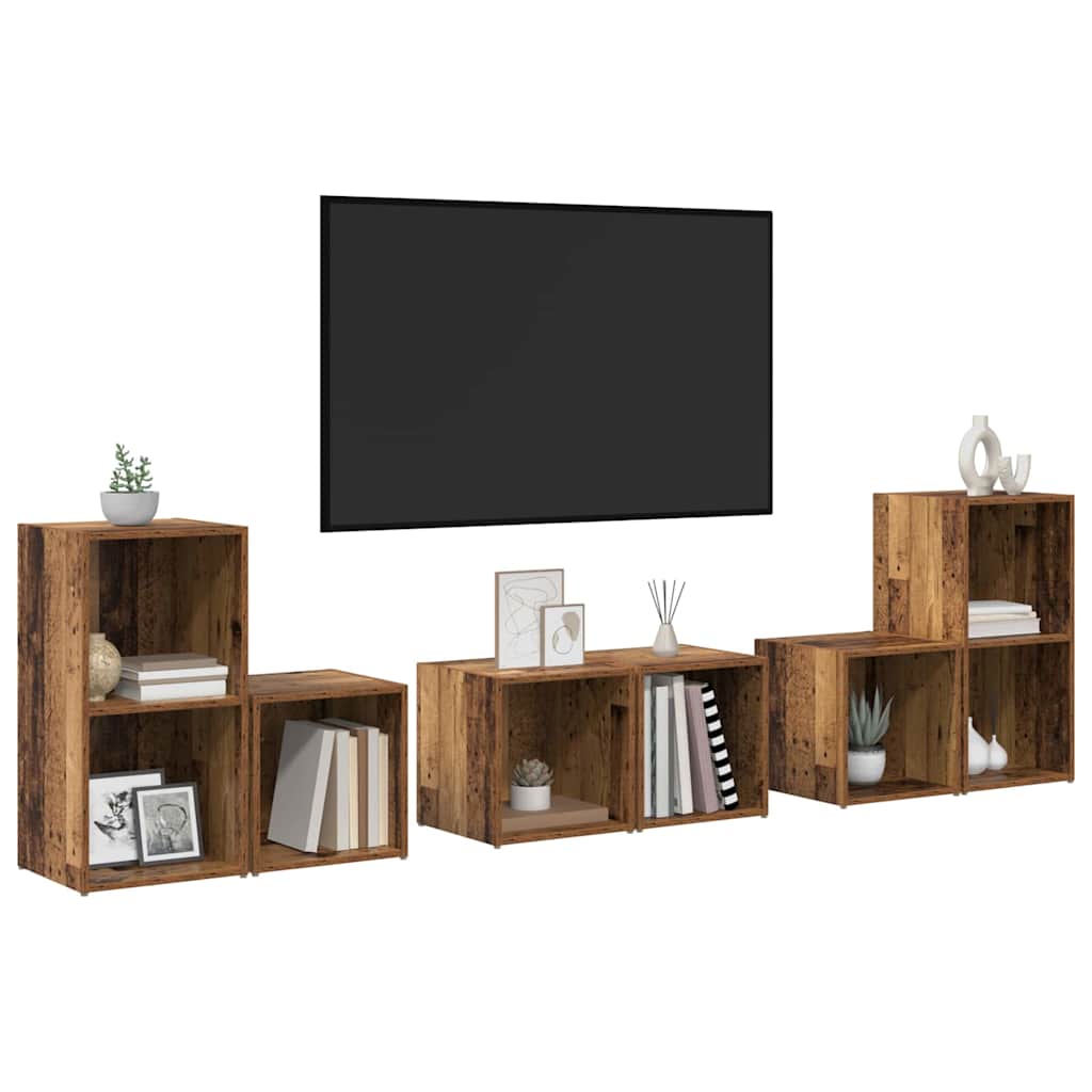 Set TV komoda Zidne 6 pcs Staro drvo Konstruirano drvo