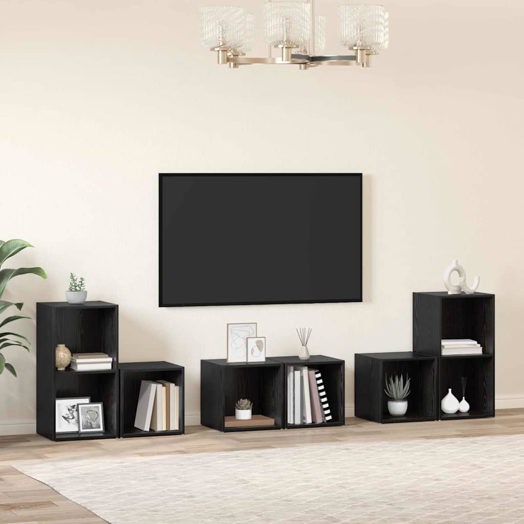 Set TV komoda Zidne 6 pcs Crni hrast Konstruirano drvo