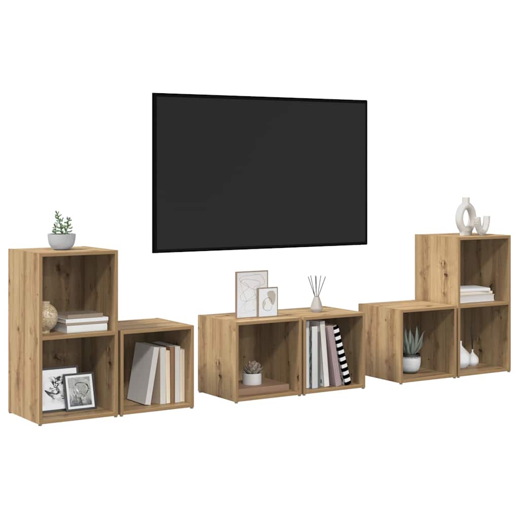 Set TV komoda Zidne 6 pcs Umjetnički hrast Konstruirano drvo