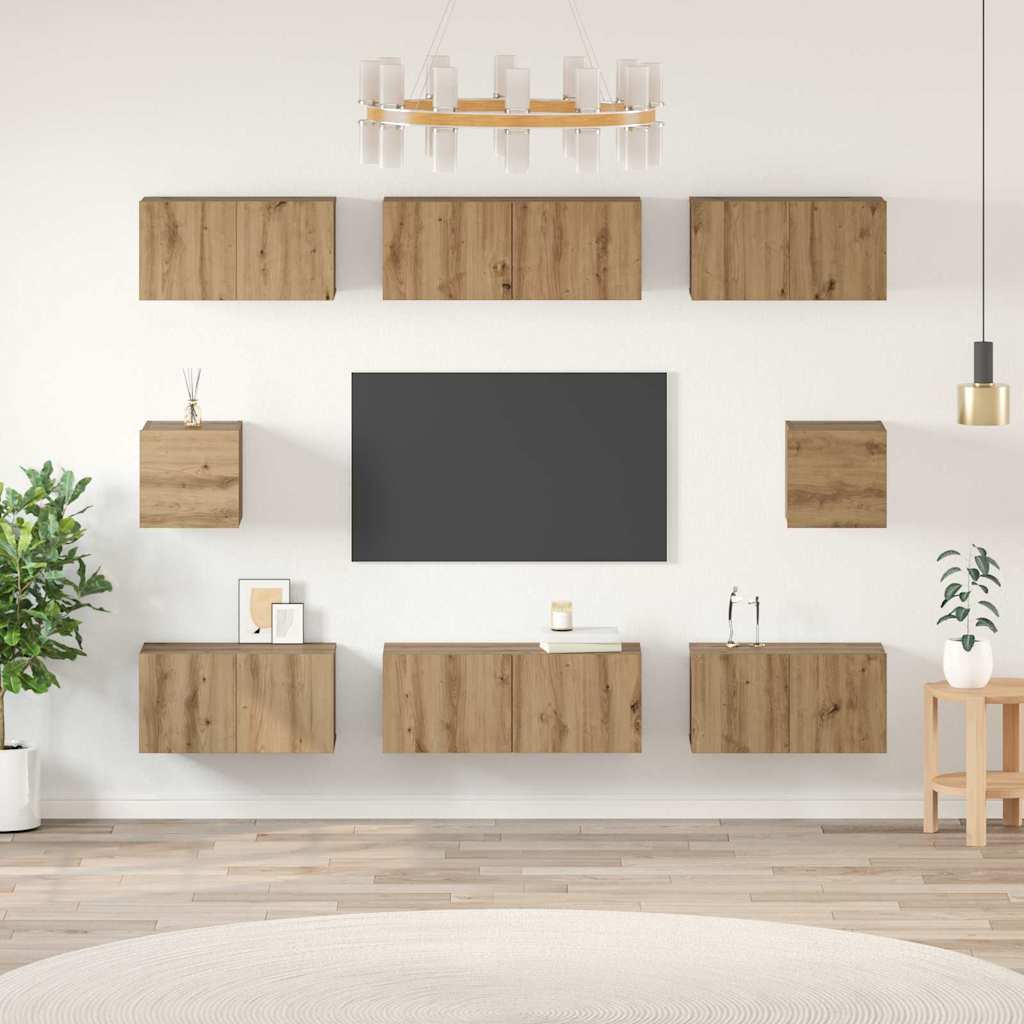 Set TV komoda Zidne 8 pcs Umjetnički hrast Konstruirano drvo