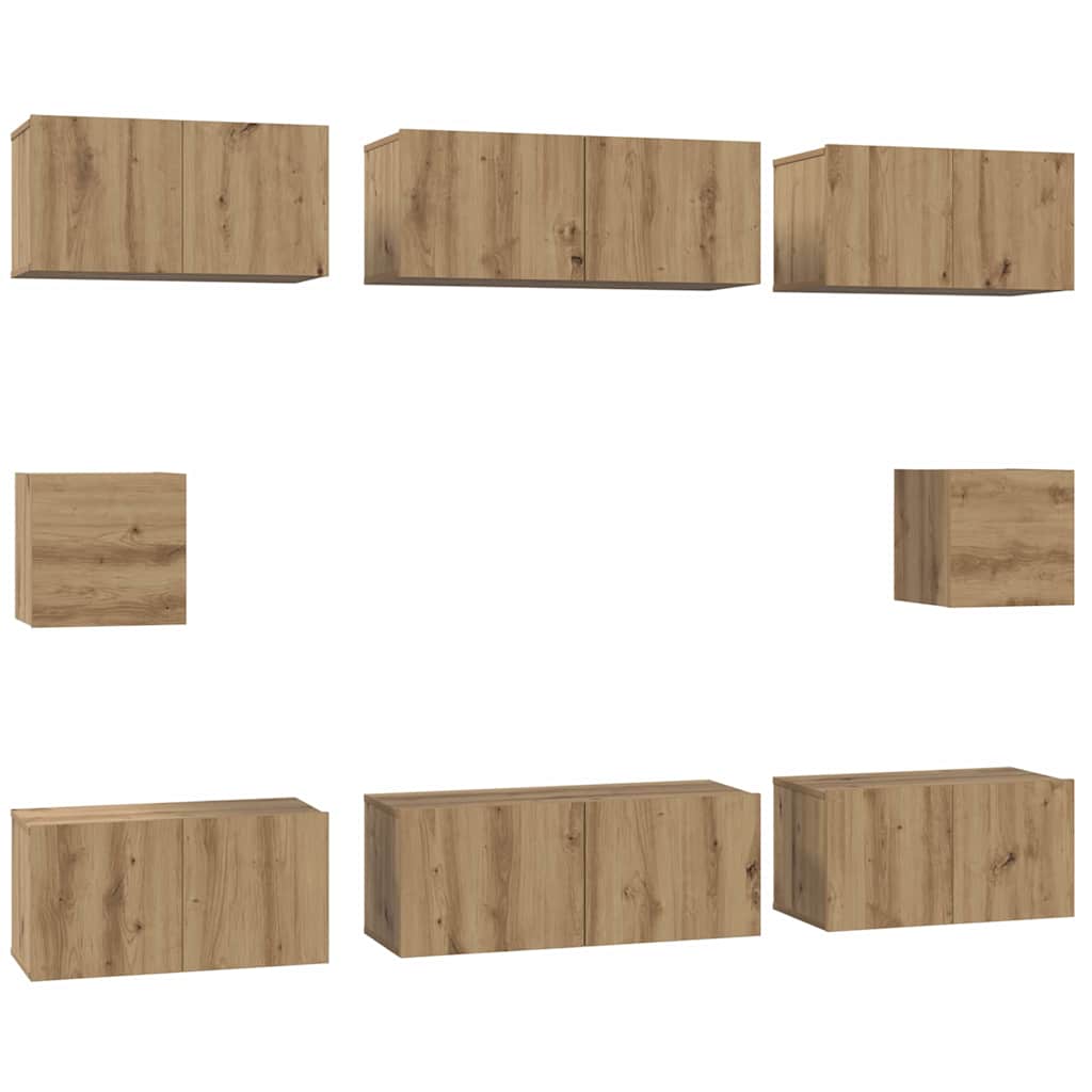 Set TV komoda Zidne 8 pcs Umjetnički hrast Konstruirano drvo