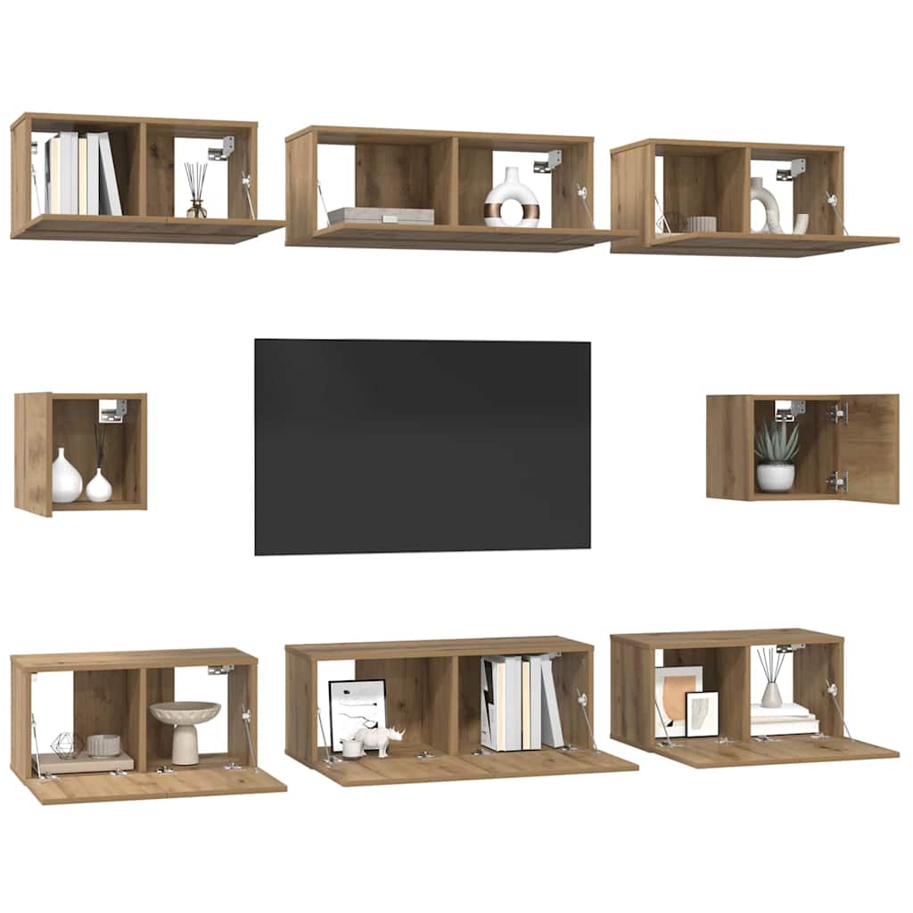 Set TV komoda Zidne 8 pcs Umjetnički hrast Konstruirano drvo