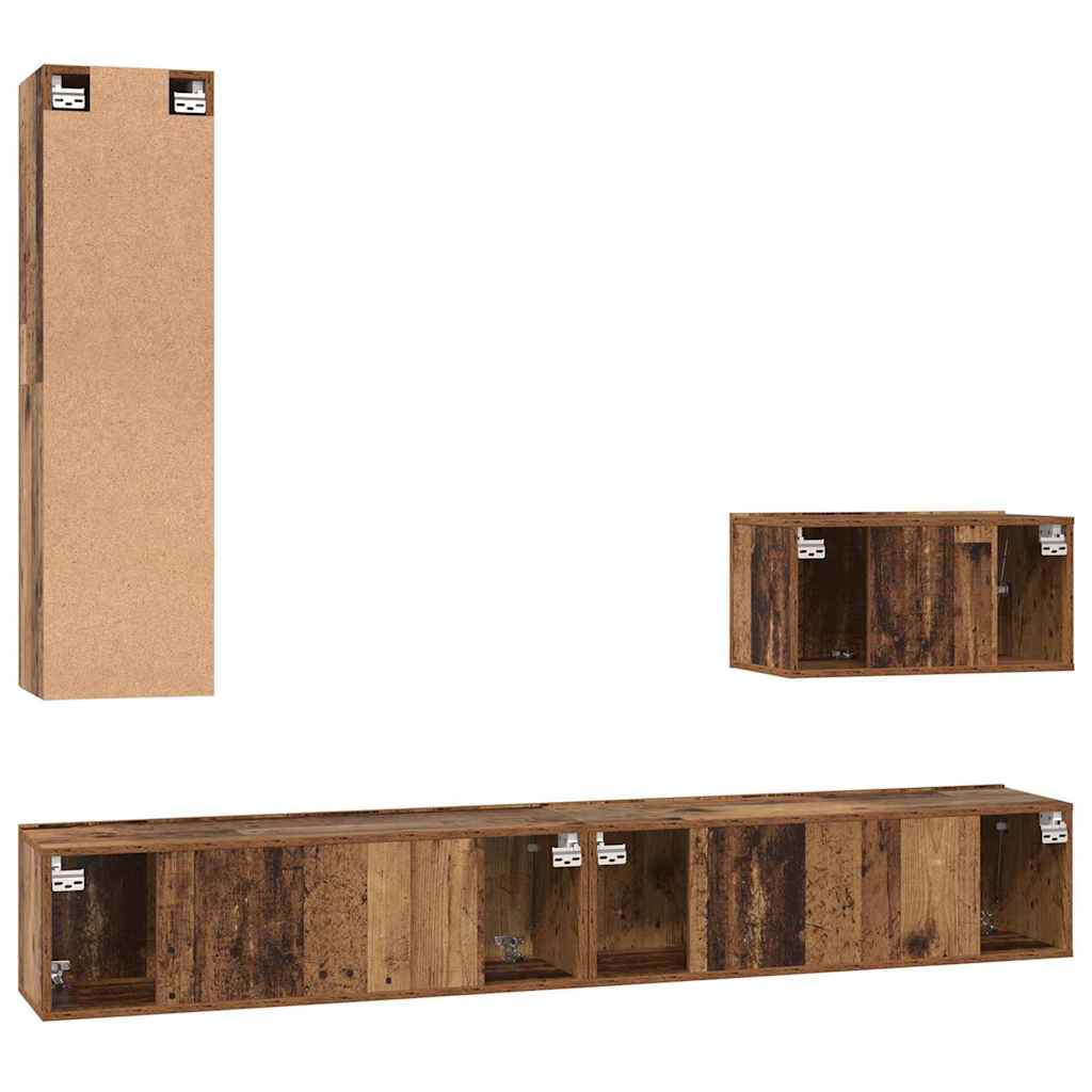 TV Kabinet za Zid Zidne 4 pcs Staro drvo Konstruirano drvo