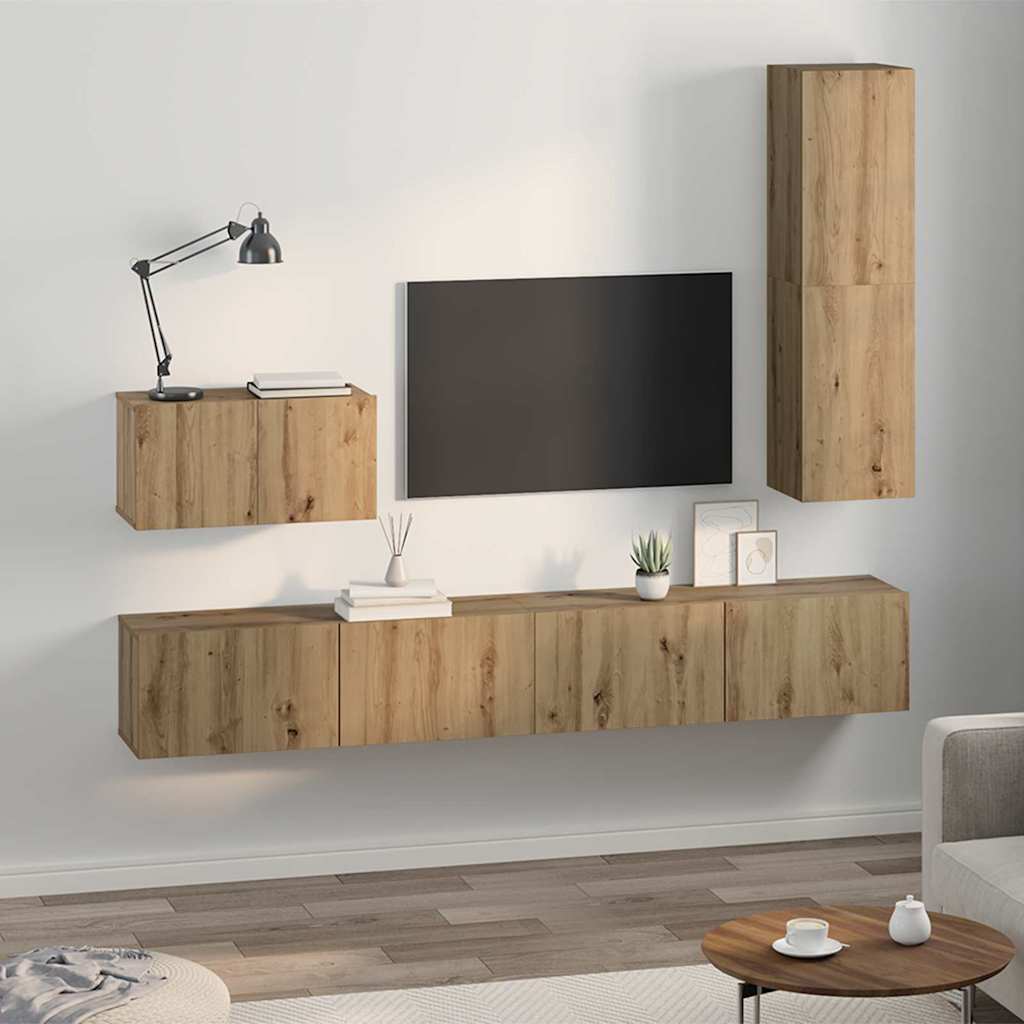 TV Kabinet za Zid 4 pcs Umjetnički hrast Konstruirano drvo