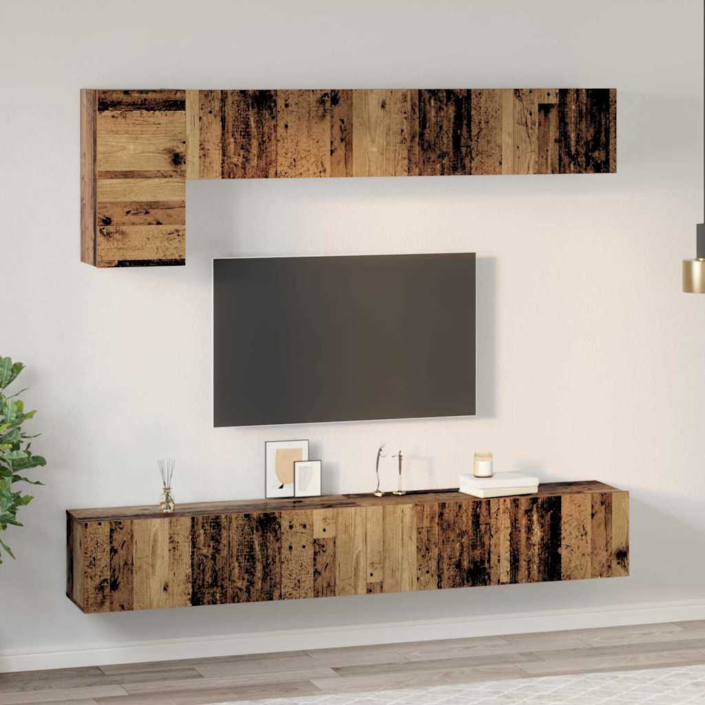 Set TV komoda Zidne 5 pcs Staro drvo Konstruirano drvo