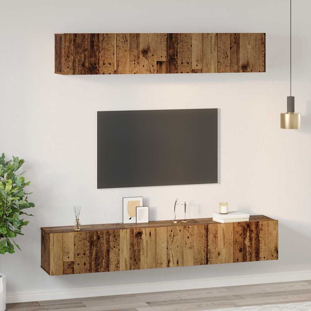 Set TV komoda Zidne 5 pcs Staro drvo Konstruirano drvo