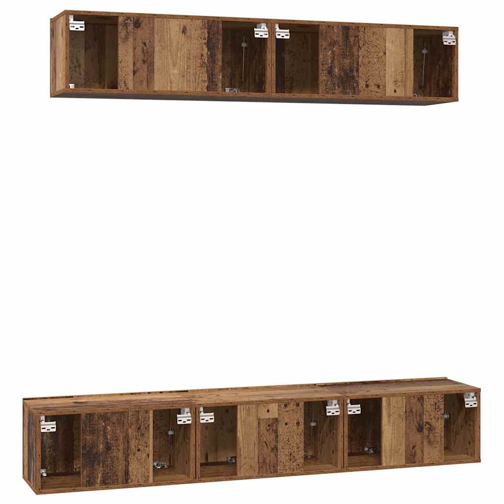 Set TV komoda Zidne 5 pcs Staro drvo Konstruirano drvo