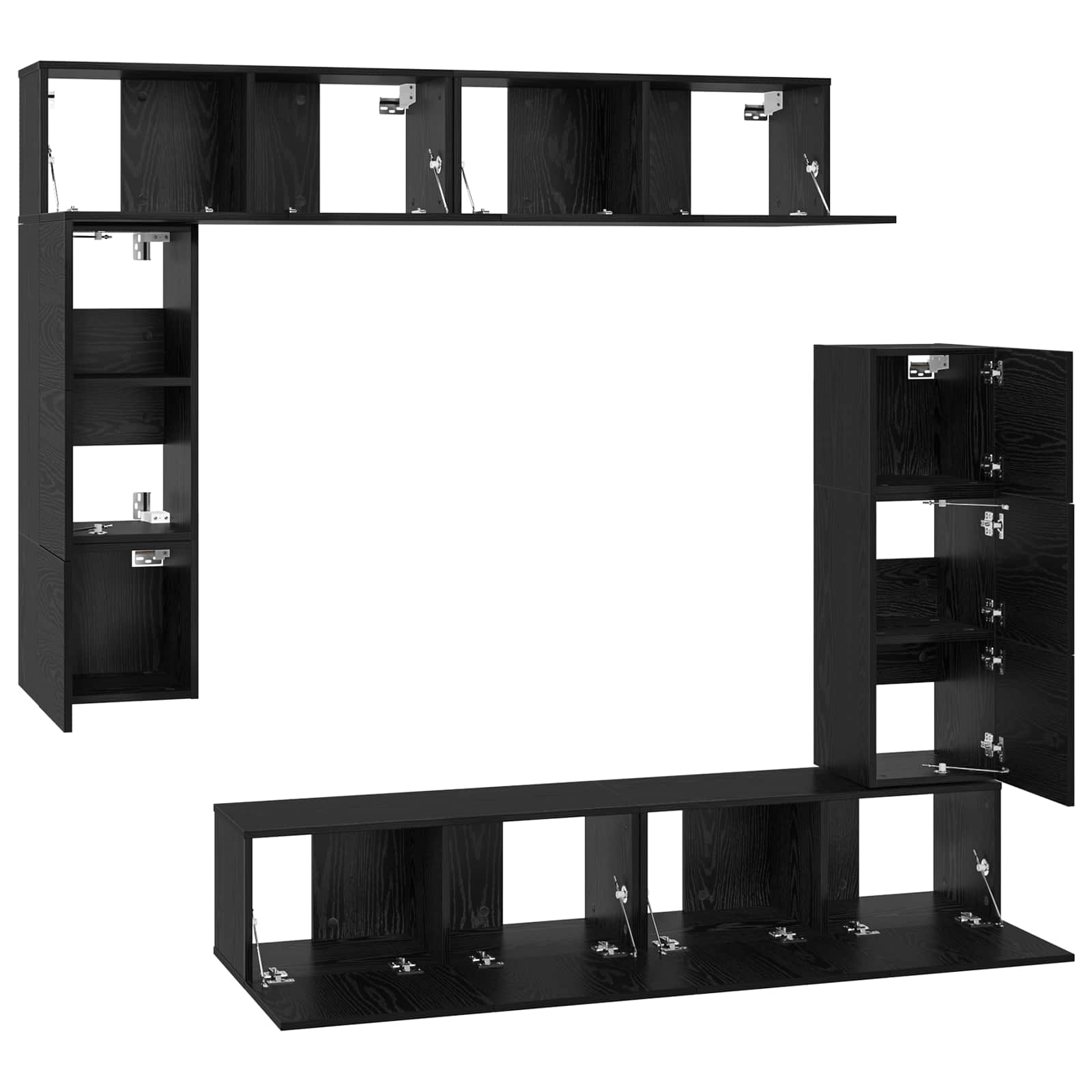 Set TV komoda Zidne 8 pcs Crni hrast Konstruirano drvo