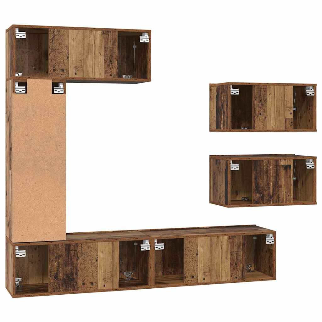 Set TV komoda Zidne 6 pcs Staro drvo Konstruirano drvo