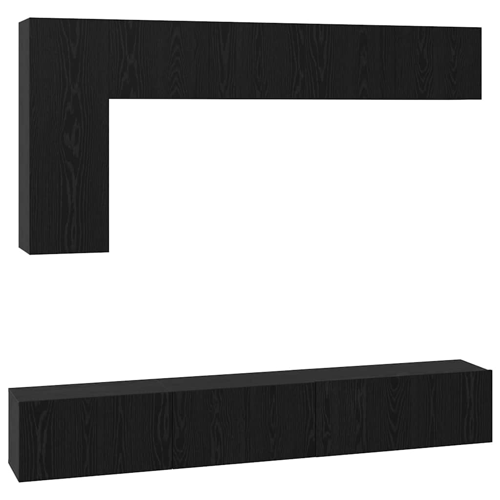 Set TV komoda Zidne 6 pcs Crni hrast Konstruirano drvo