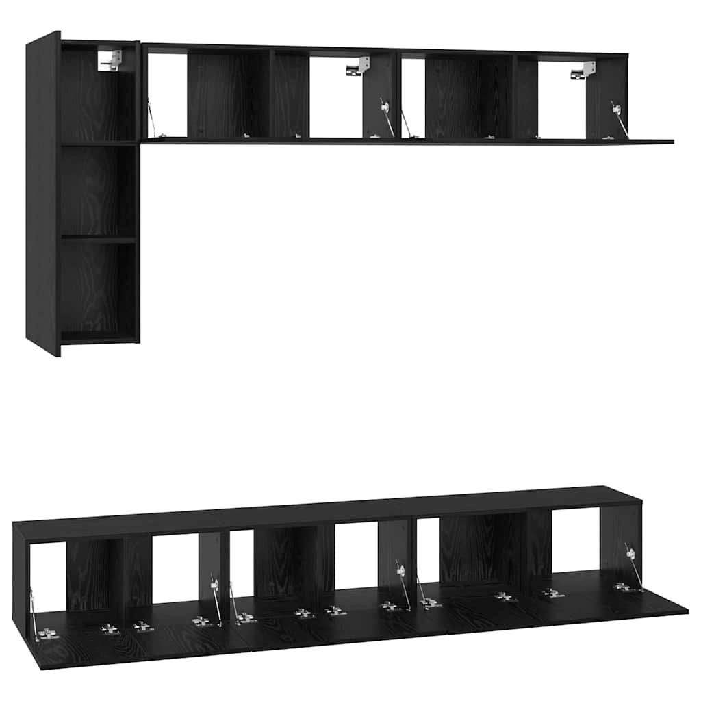 Set TV komoda Zidne 6 pcs Crni hrast Konstruirano drvo