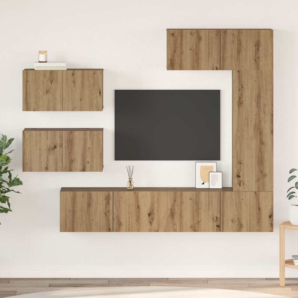 Set TV komoda Zidne 6 pcs Umjetnički hrast Konstruirano drvo