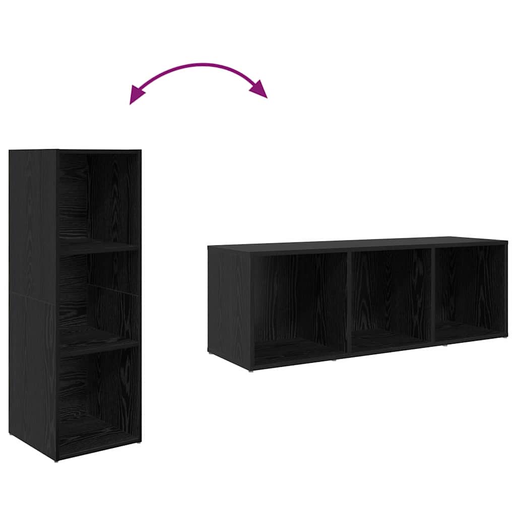 Set TV komoda Zidne 3 pcs Crna Konstruirano drvo