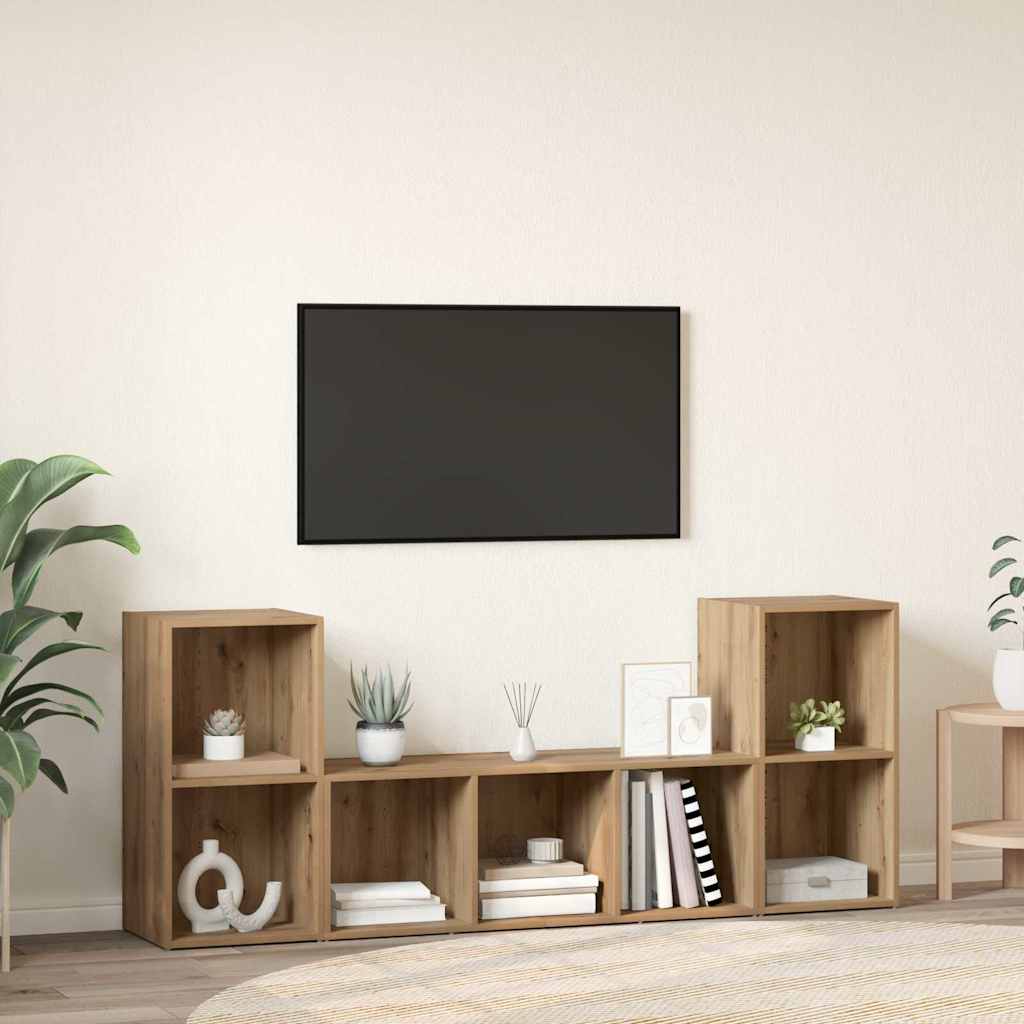Set TV komoda Zidne 3 pcs Smeđa Konstruirano drvo