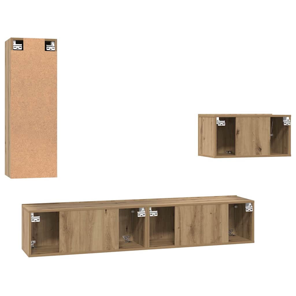 Set TV komoda Zidne 4 pcs Umjetnički hrast Konstruirano drvo