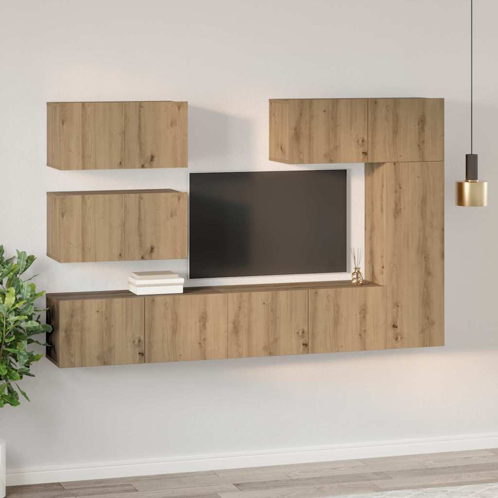Set TV komoda Zidne 6 pcs Umjetnički hrast Konstruirano drvo