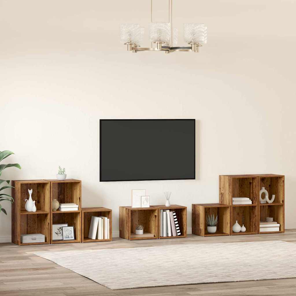 Set TV stalka Zidne 8 pcs Staro drvo Konstruirano drvo