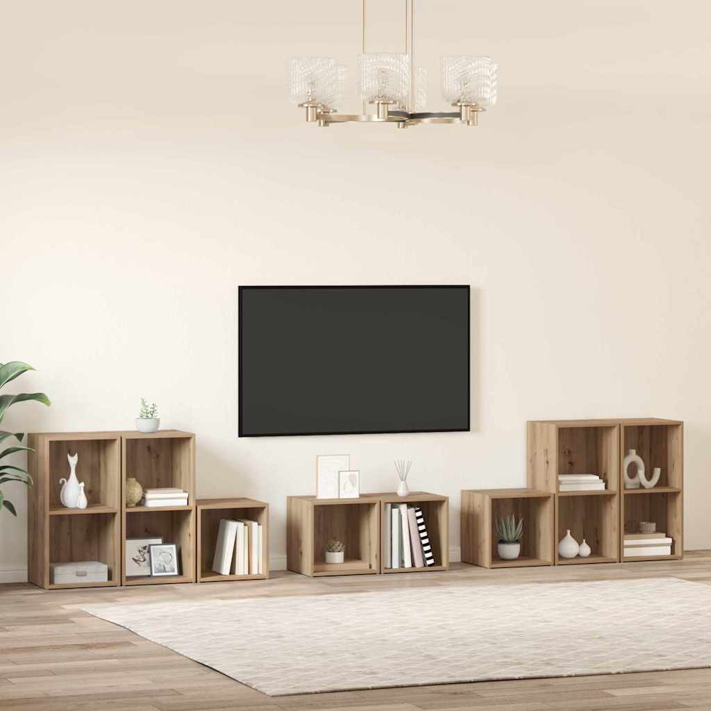 Set TV stalka Zidne 8 pcs Umjetnički hrast Konstruirano drvo