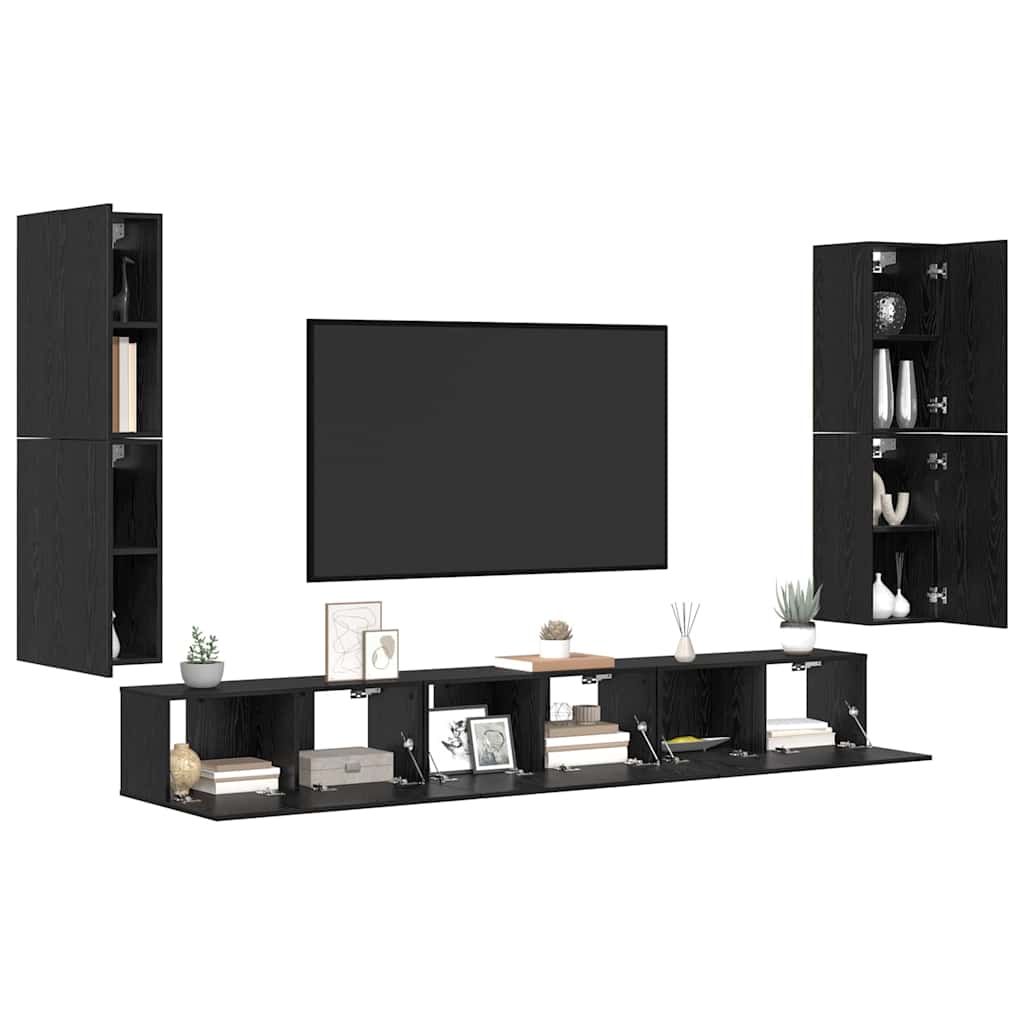 TV Jedinice Zidne 4 pcs Crni hrast Konstruirano drvo