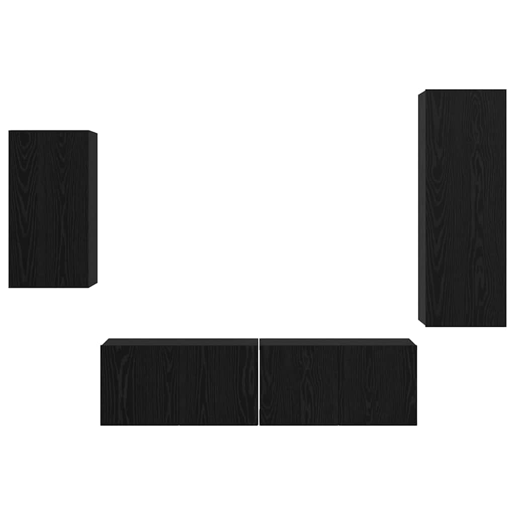Set TV komoda Zidne 4 pcs Crni hrast Konstruirano drvo