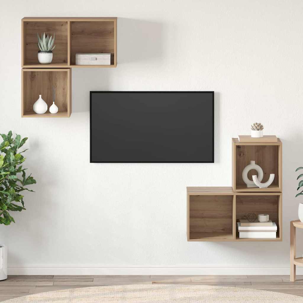 Set TV komoda Zidne 4 pcs Umjetnički hrast Konstruirano drvo