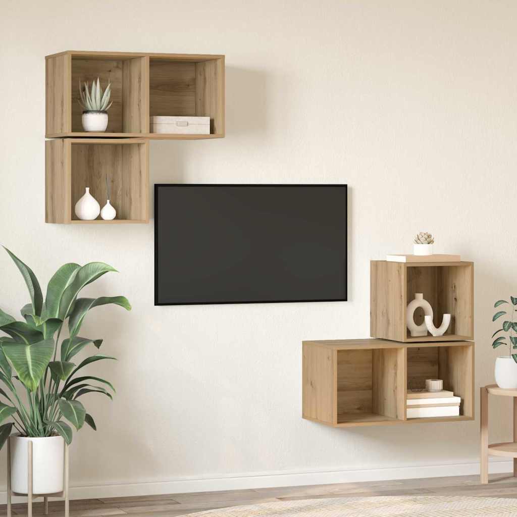 Set TV komoda Zidne 4 pcs Umjetnički hrast Konstruirano drvo
