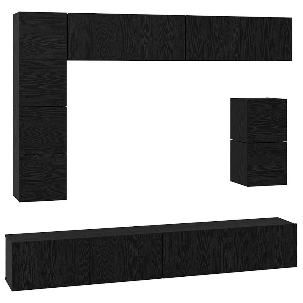 Set TV komoda Zidne 8 pcs Crni hrast Konstruirano drvo