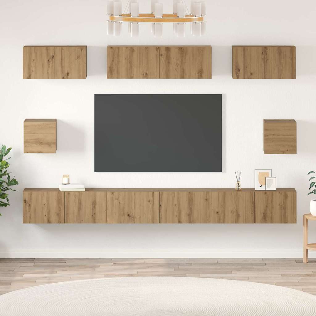 Set TV komoda Zidne 8 pcs Umjetnički hrast Konstruirano drvo