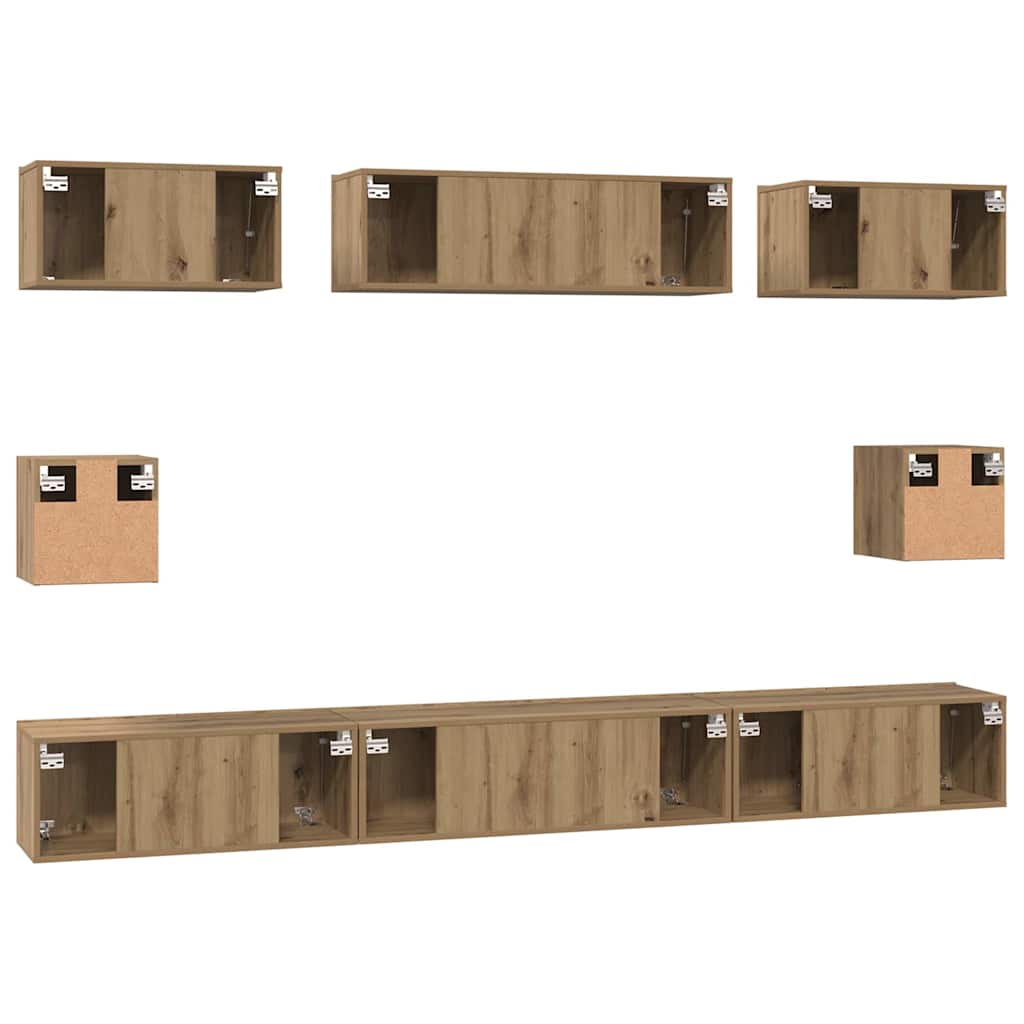 Set TV komoda Zidne 8 pcs Umjetnički hrast Konstruirano drvo