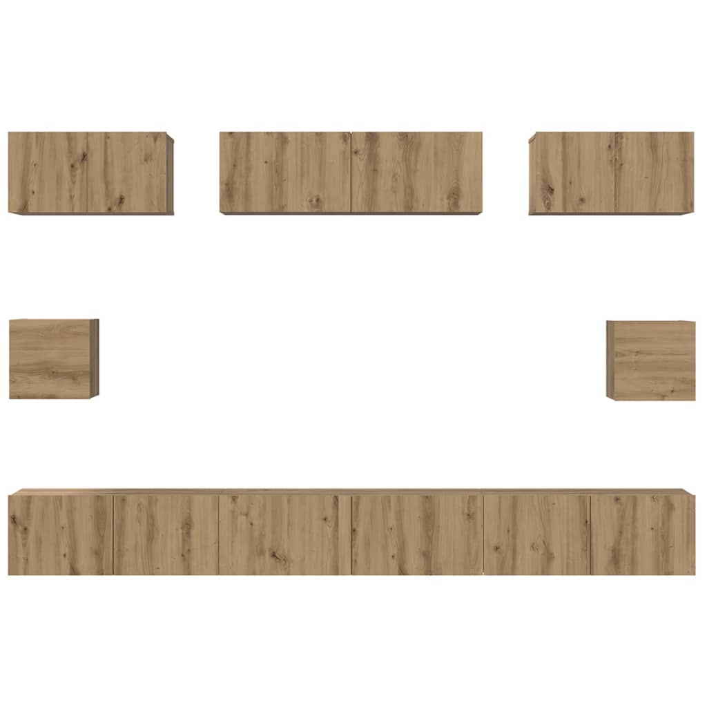 Set TV komoda Zidne 8 pcs Umjetnički hrast Konstruirano drvo